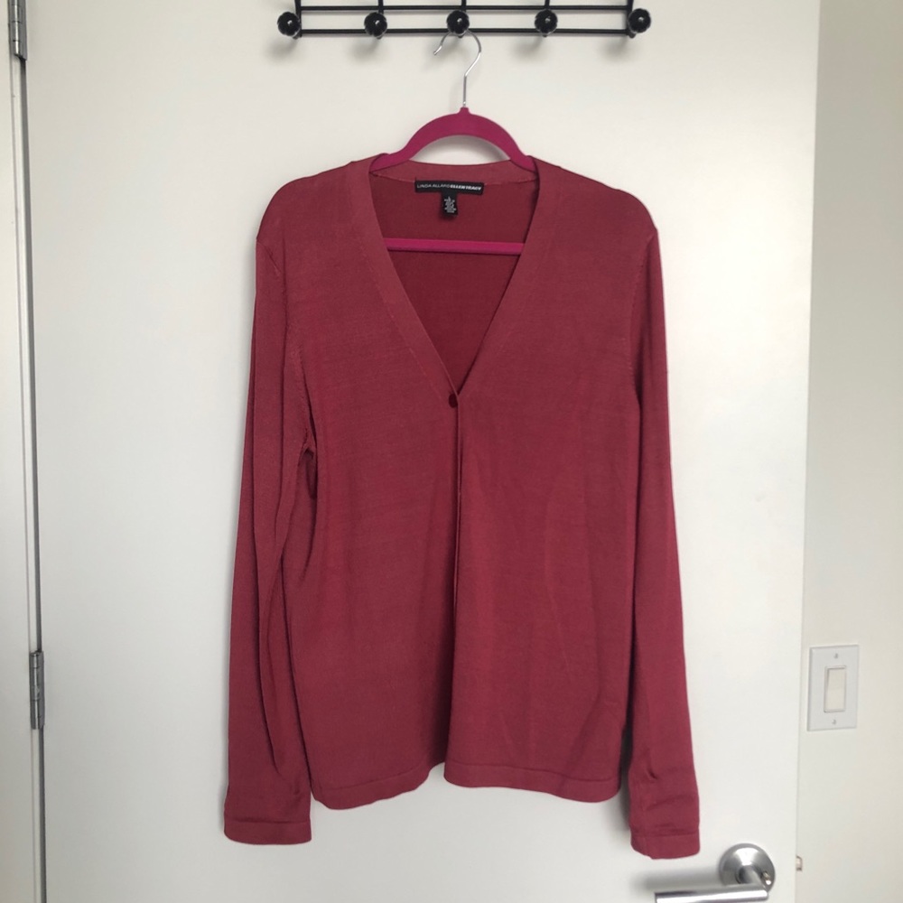 Linda Allard Ellen Tracy Red Silk Blend Caridgan